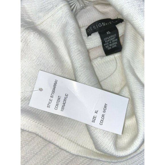 Design History Sweater Cowl Neck Ivory Pullover Knit Size XL - Picture 8 of 9